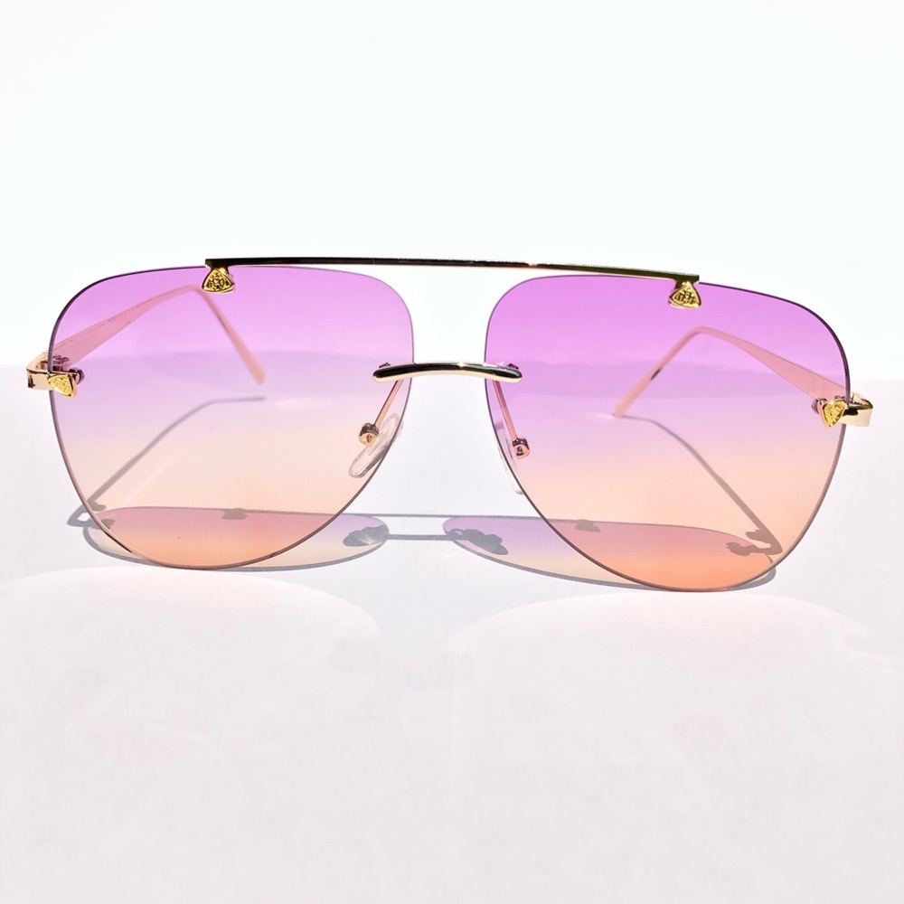 Vintage Rimless Alloy Aviator Sunglasses
